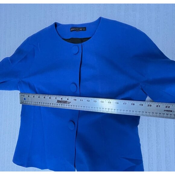 Lafayette 148 New York Womens Blue Virgin Wool Button-Front Career Jacket Blazer - Picture 7 of 9